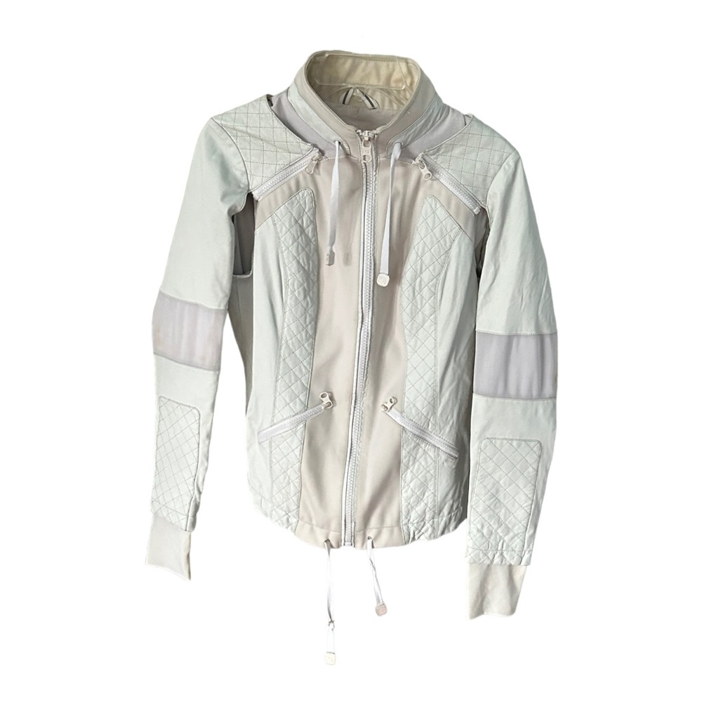Blanc Noir Moto Motorcycle Jacket Vest M White Detachable Sleeves Biker FLAW